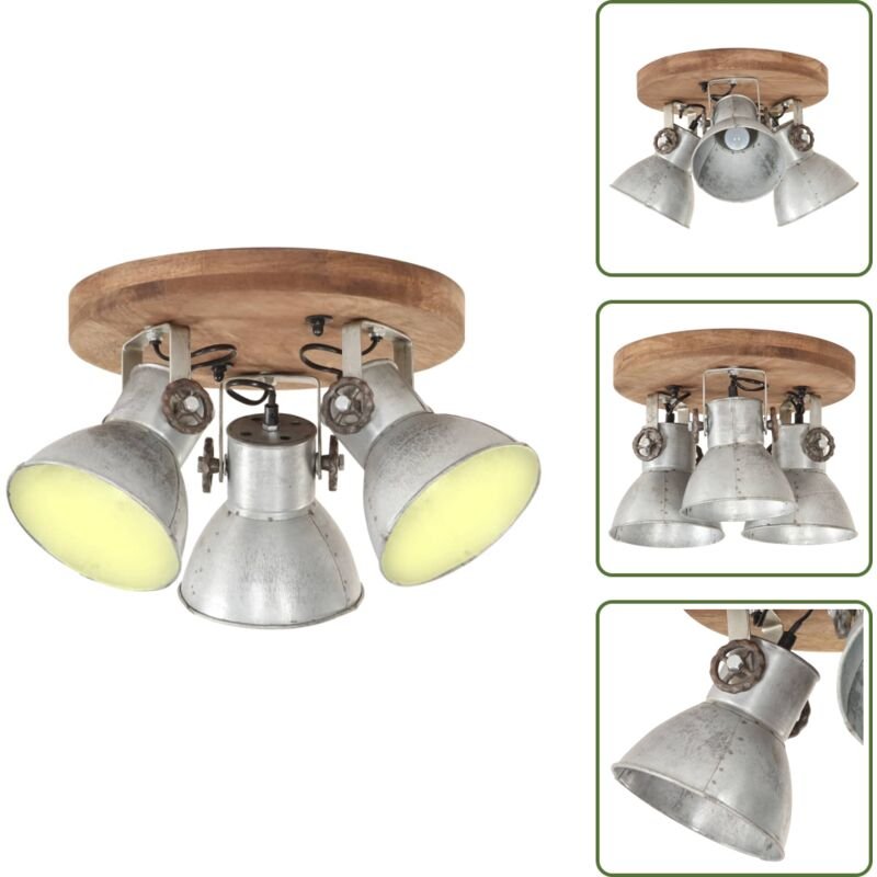 The Living Store Deckenlampe Industriestil 25 W Silbern 42x27 cm E27 - Industrielle Deckenleuchte