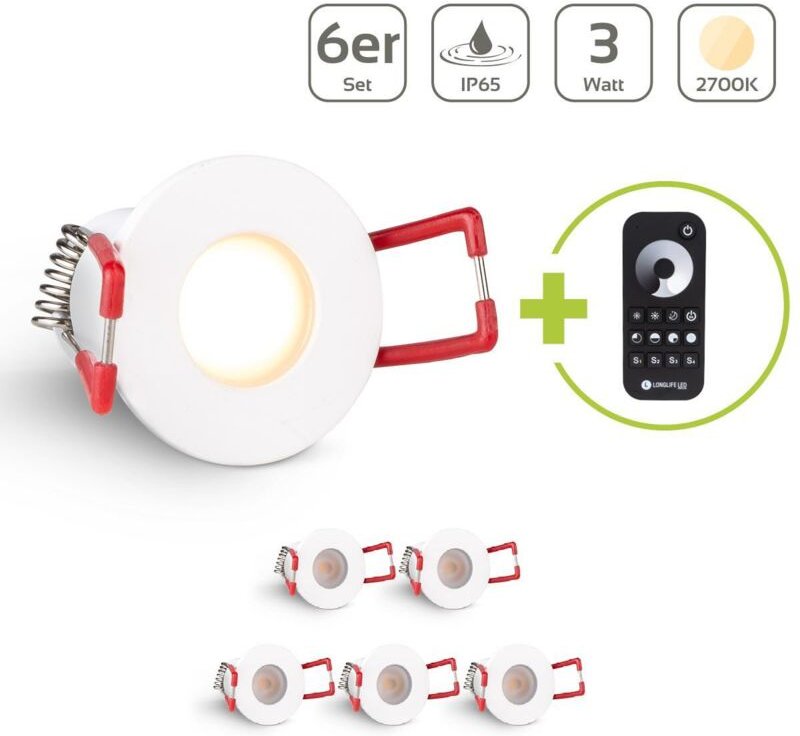 Einbaustrahler Mini Livorno 3W 2700K IP65 - Farbe: weiß - Anzahl: 6x