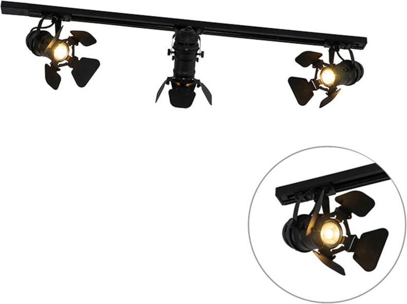 Schienensystem mit 3 Spots schwarz - Film