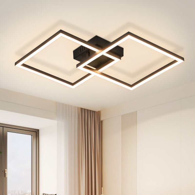 Thumbnail - Deckenlampe led Deckenleuchte Schlafzimmer - 24W Wohnzimmerlampe Warmweiß Küchenlampe Modern Esszimmerlampe Schwarz Ecki...