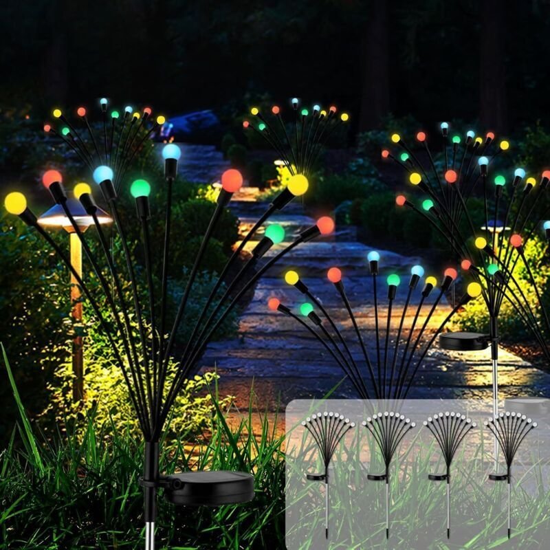 Set mit 4 Solar-Lichterketten für den Außenbereich, 10 LEDs, IP65 wasserdicht, für Garten, Terrasse, Sträucher, dekorati...
