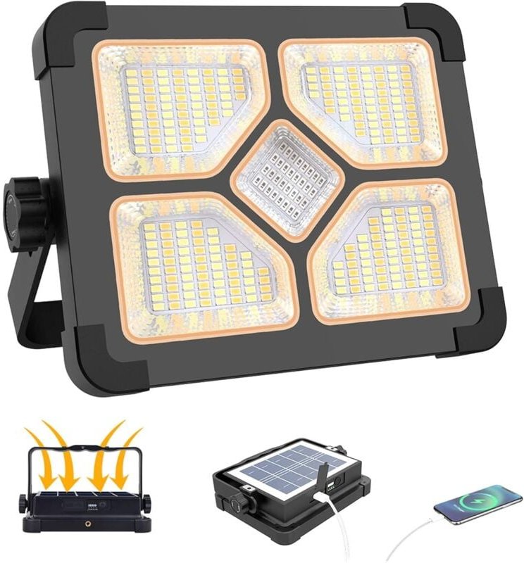 150W wiederaufladbarer LED-Flutlichtstrahler, tragbarer LED-Baustellenfluter, 15000mAh Akku, 5 Modi Arbeitslicht/296 LED...