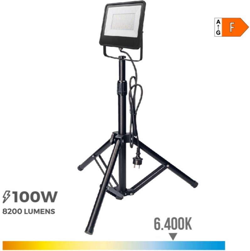 EDM - geführter Projektor auf Stativ 6400k - 100W 8000 Lumen - Schwarz