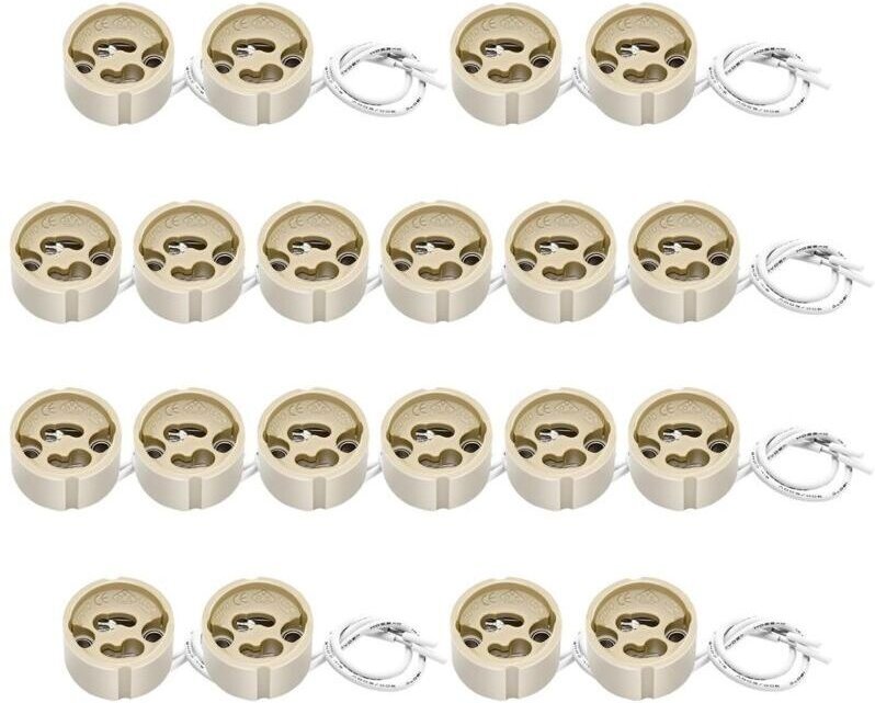 20er-Pack GU10-Keramikfassungen mit 12 cm Silikonkabel, Sockel für GU10-LED- und Halogenlampen, 0–250 V, max. 200 W
