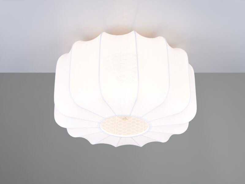 Ausgefallene led Deckenleuchte mit Stoff Lampenschirm in Weiß, ø 40cm