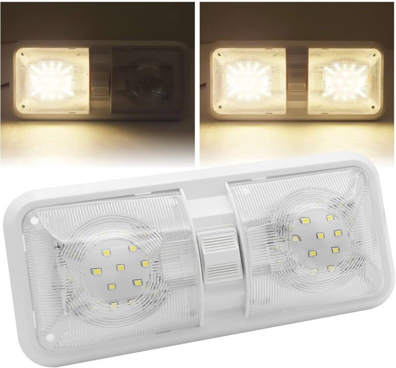 Innenraumbeleuchtungsset für Fahrzeuge (2-teilig), ultrahelle weiße LED-Lichtleiste mit 48 LEDs, 12 V, mit Ein-/Ausschal...