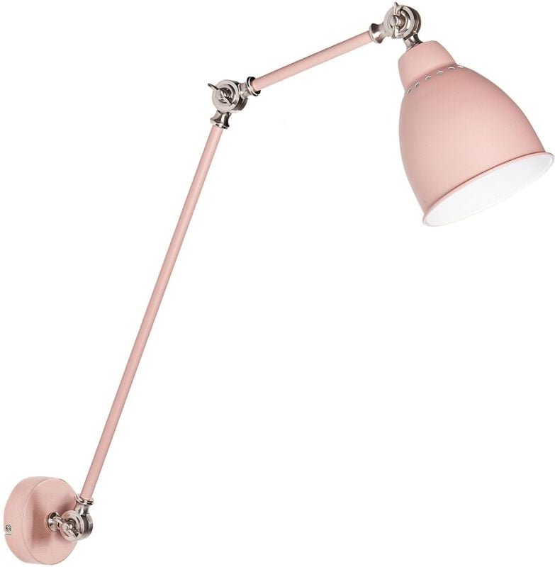 Wandleuchte Pastellrosa Metall mit Langem Schwenkarm Verstellbar Glockenförmig Modernes Design Wohnzimmer Schlafzimmer E...