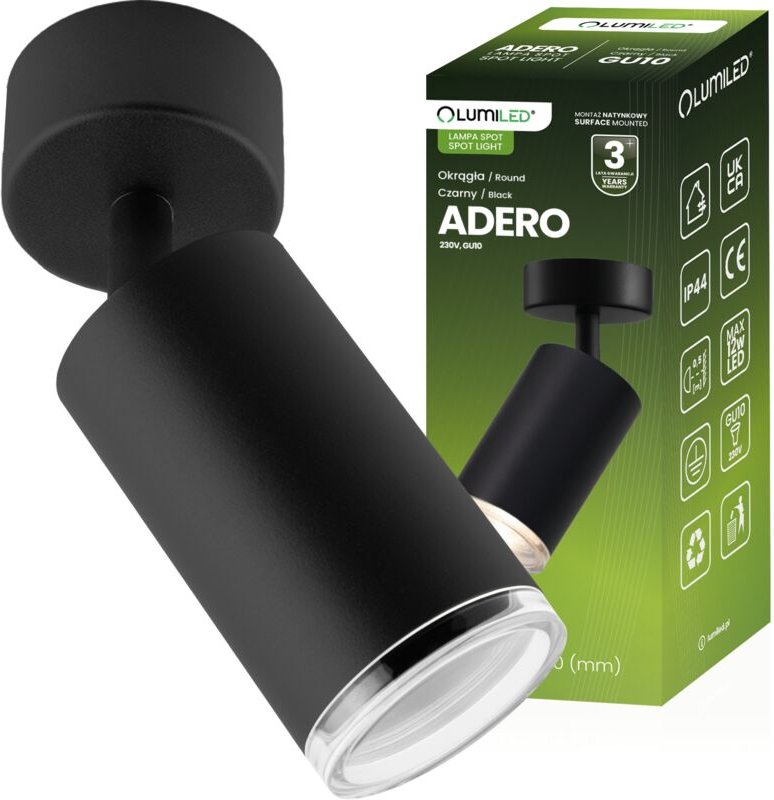 Wand- und Deckenleuchte LED-Spot GU10 IP44 ADERO Schwarz Lumiled