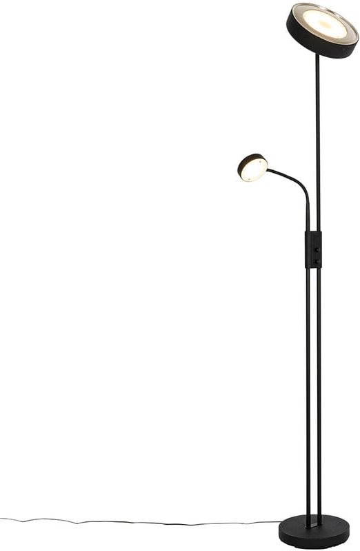 Schwarze Stehleuchte inkl. led und Dimmer mit Leselampe - Kelso