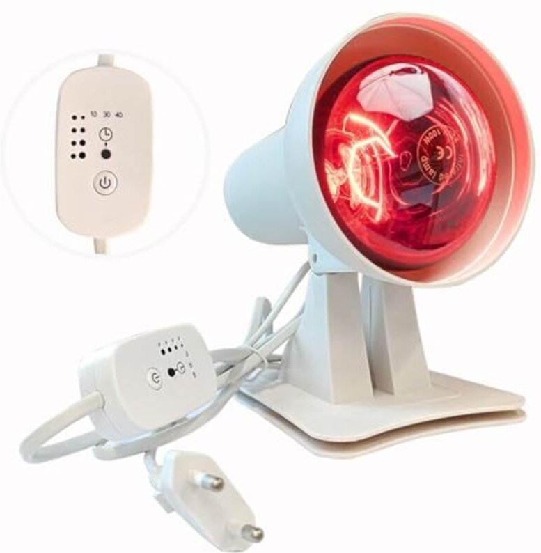 Infrarotlampe,Rotlichtlampe,Wärmelampe,150 Watt mit Zeitschaltuhr und einstellbarer Temperatur,Winkel einstellbar für en...