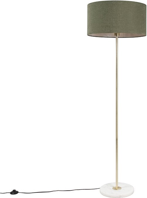 Messing Stehlampe mit grünem Schirm 50 cm - Kaso