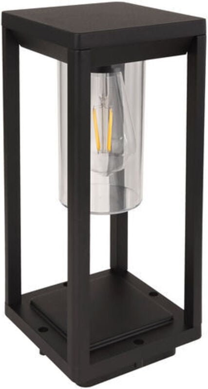 Garten Sockel Leuchte Fernbedienung schwarz Garten Deko Steh Außen Lampe dimmbar eckig im Set inkl. rgb led Leuchtmittel