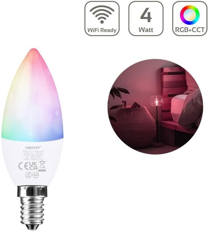 MiBoxer RGB+CCT Lampe 4W E14 2.4GHz WiFi ready FUT108