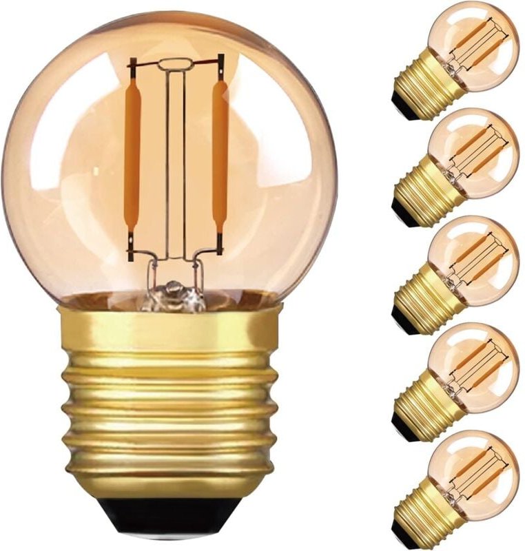G40 LED-Filament-Mini-Globe-Glühbirne, E27, 1 W, für den Außenbereich, Warmweiß 2200 K (bernsteinfarbenes Leuchten), 10-...