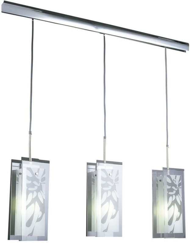 Inspired Mantra Euphoria Lineare Pendelleuchte mit 3 Leuchten, L1/SGU10, poliertes Chrom/opalweißes Glas, Kompaktleuchts...
