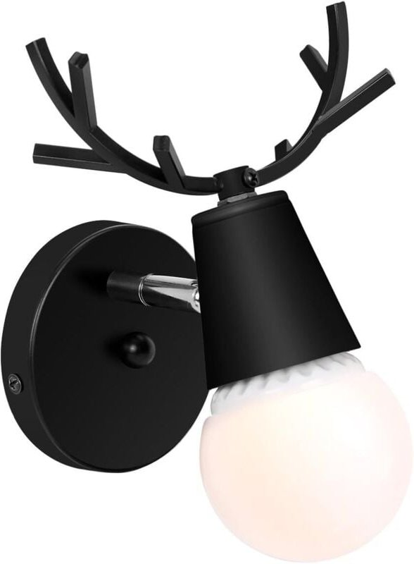 Vtizikl Créatif Applique Murale Moderne Lampe Murale Simple Lampe de Mur Fer E27 Base Tête de Cerf Nordique Style Art Dé...