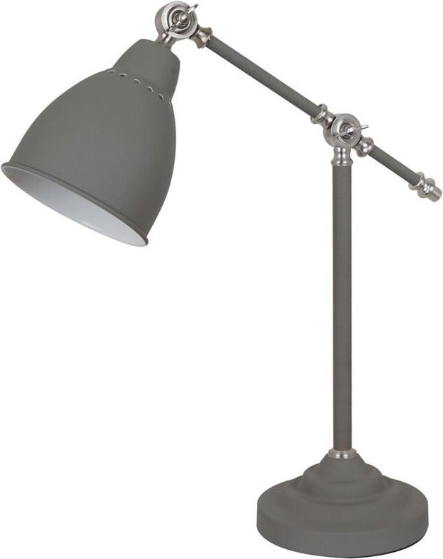 Italux Sonny - Industrie- und Retro-Tischlampe Satin Grey 1 Light mit grauem Schirm, E27