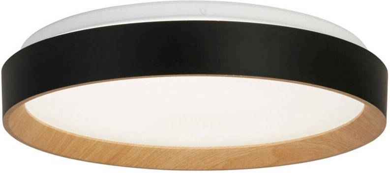 Searchlight Sorrento LED Deckenleuchte Deckenleuchte Schwarz mit Holztransfer