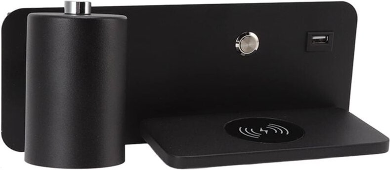 LED-Wandleuchte, Nachttisch-Leselampe mit 5V-Funkladegerät und USB-Ladeanschluss, Bedienknopf, verstellbare und drehbare...