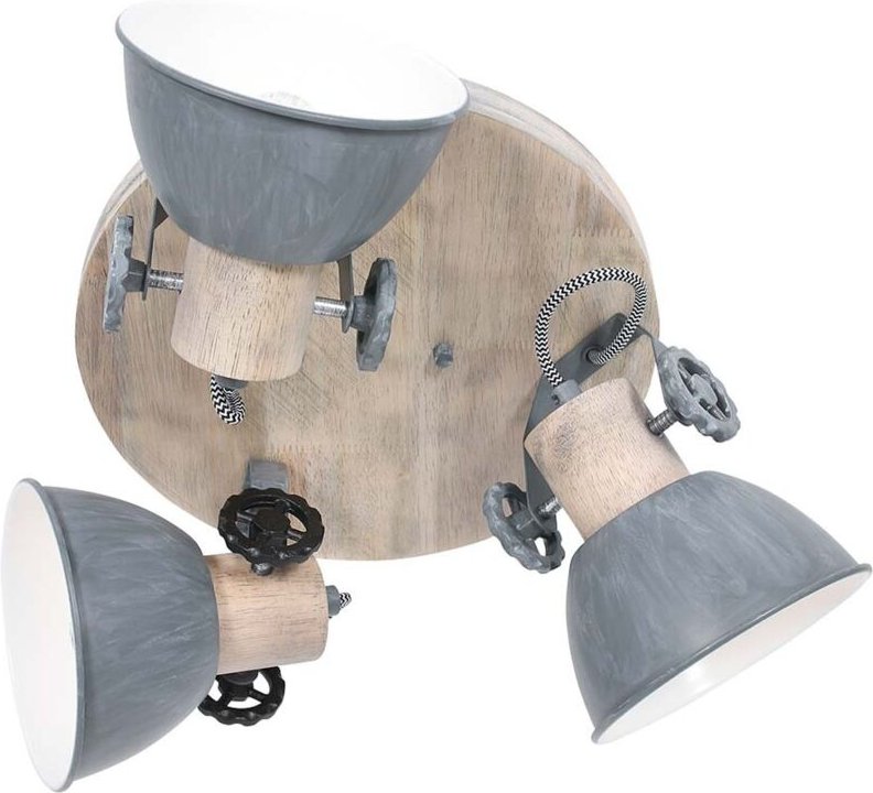 Steinhauer - Mexlite - spot - Gearwood - grau - metall gummibaumholz - ø 38cm