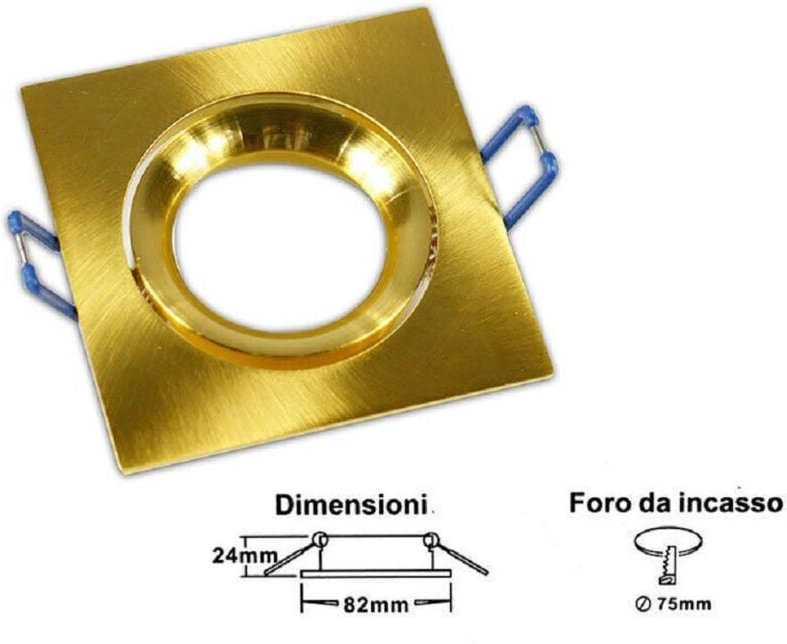 Trade Shop Traesio - Trade Shop - quadratischer einbau-spotlight-halter einstellbarer spotlight mit federn 75 mm loch P2...