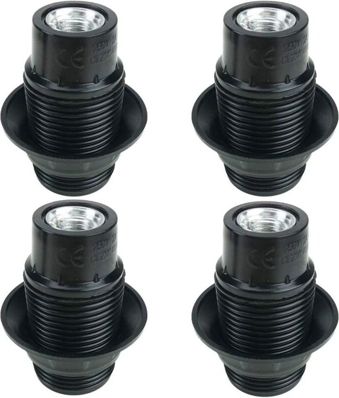 Aougo - Schwarze E14-Schraube, E14-Lampenfassung, 4 Stück E14-Fassung, E14-Sockelbirne, massive Lampenfassung, schwarzer...
