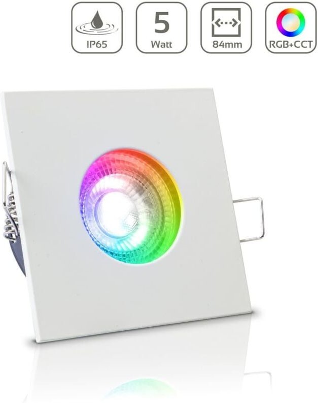 Einbauspot IP65 eckig - Farbe: Weiß - LED Leuchtmittel: GU10 5W RGB+CCT