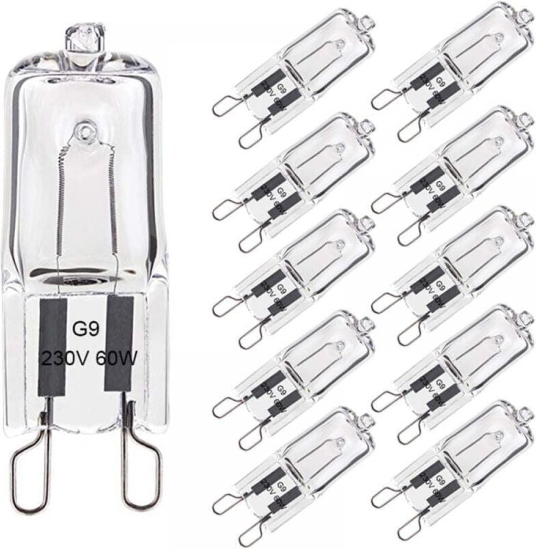 Cyslmuk - Halogenlampe G9, 60 w, Warmweiß 2800 k, 680 lm, 230 v, dimmbar, Halogen-Kapsel-Glühfadenlampe, 10 Stück