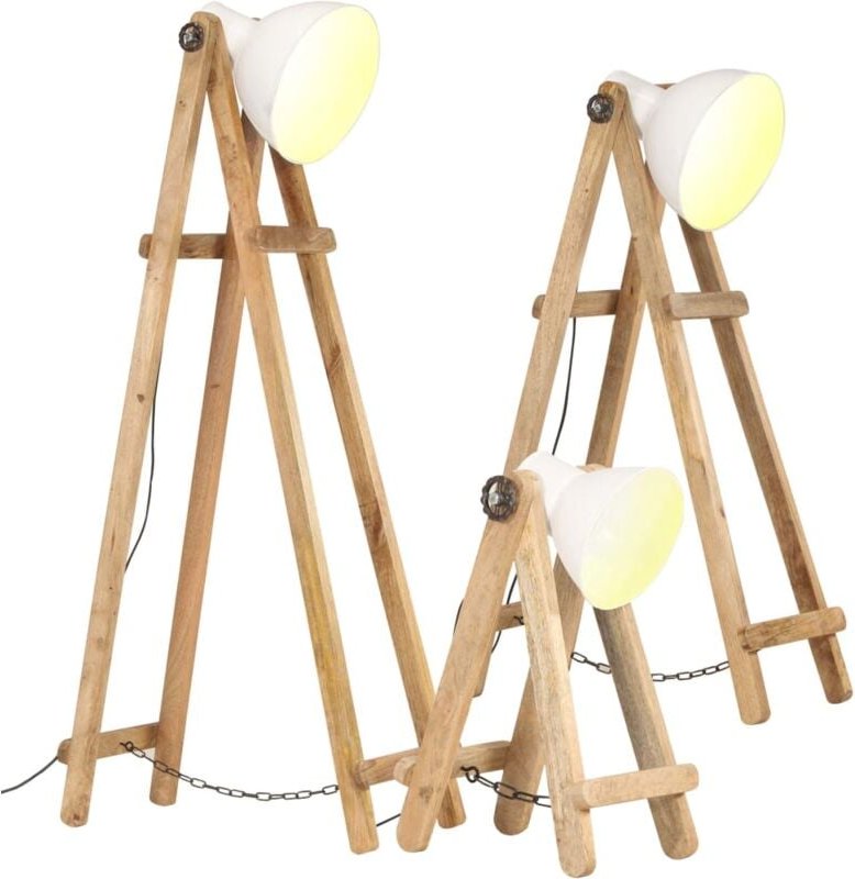 Stehlampen 3 Stk. Weiß E27 Mango Massivholz Vidaxl