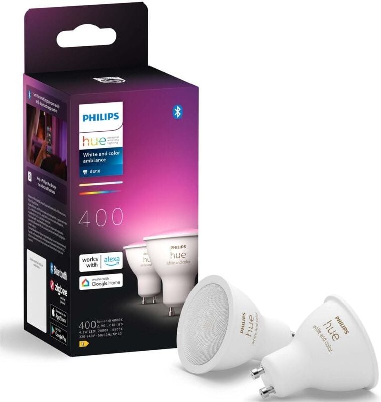 Philips - Hue led Lampe GU10 2er Set 400lm White Color Amb.