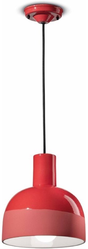 Licht-erlebnisse - Pendelleuchte Keramik E27 d: 22,5 cm rund h: max. 146,5 cm Koralle Retro Design Keramikleuchte