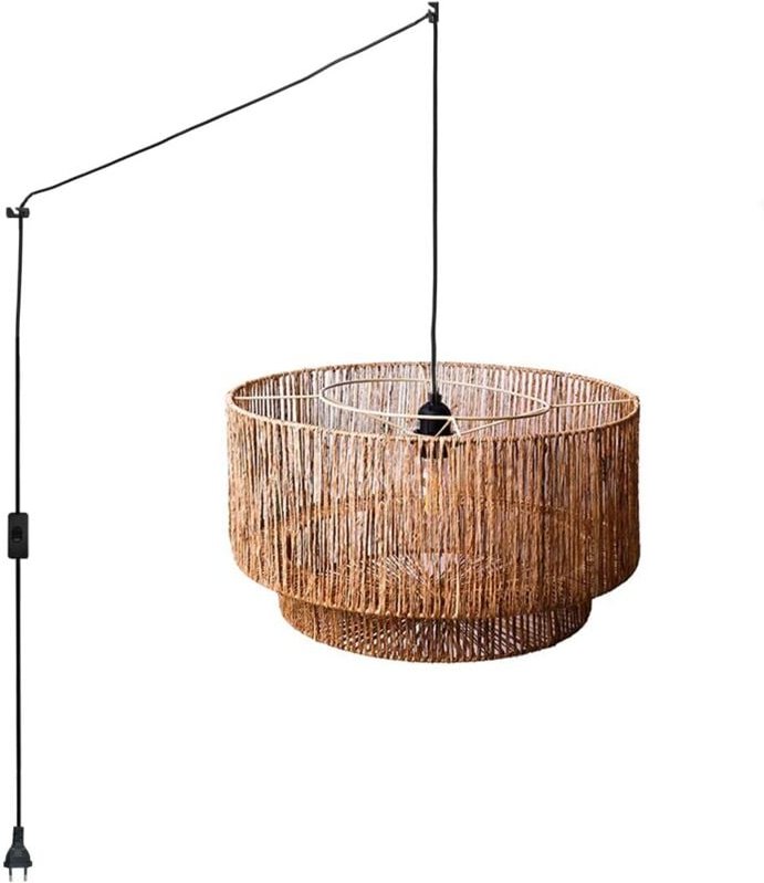 Barcelona Led - Pendelleuchte aus Jute "Bali" mit Schalter und Stecker
