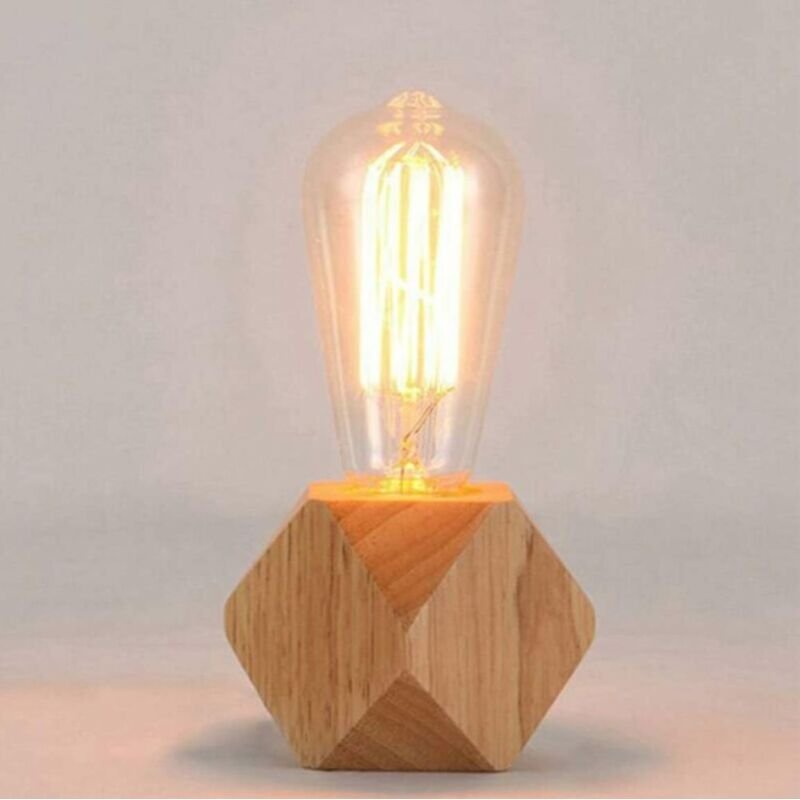 Thumbnail - Moderne Tischlampe E27 Holz-Schreibtischlampe Diamant-Nachttischlampe für Zuhause/Schlafzimmer/Wohnzimmer-Dekoration Hol...