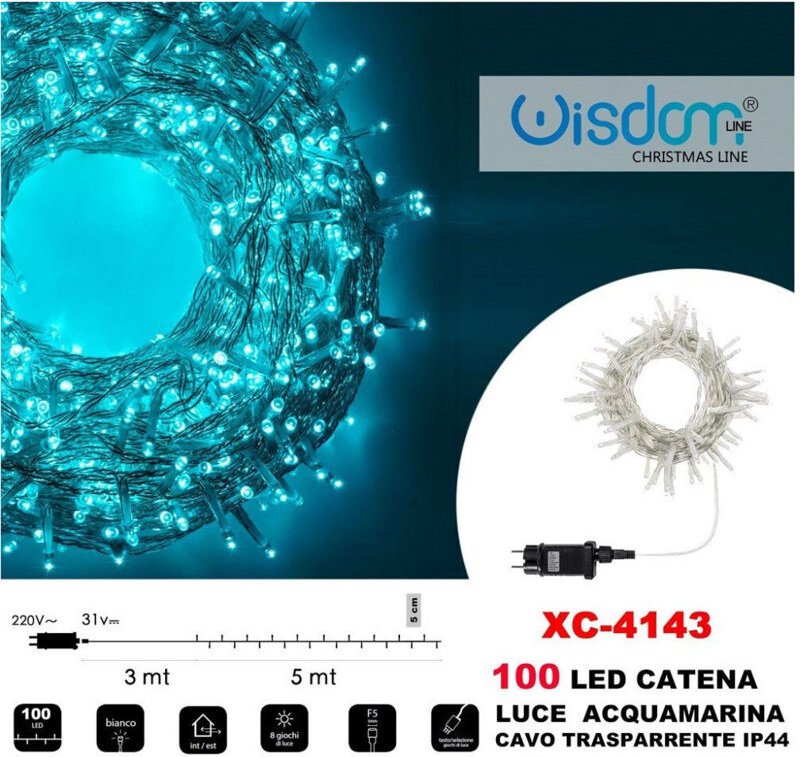 Trade Shop Traesio - Trade Shop - lichterkette 100 led lichter glühwürmchen aquamarin licht transparentes kabel XC-4143 ...