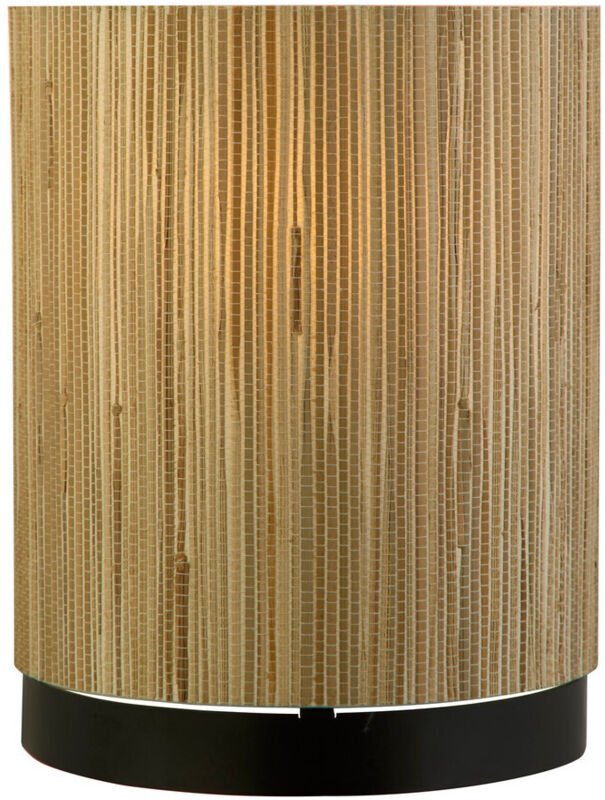 Searchlight Meadow 1-flammige Wandlampe, Schirm aus natürlichem Gras und schwarzem Metall