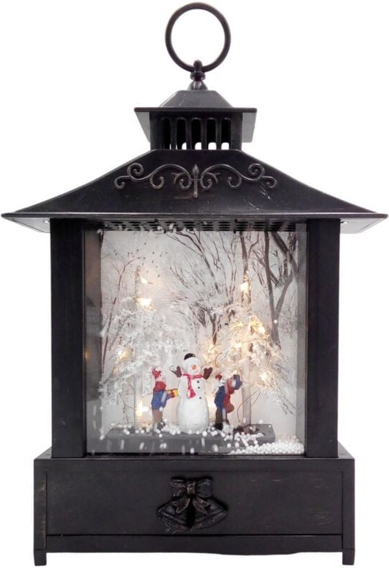 LED-Laterne Schneemann mit Hund oder Kinder im Schnee Weihnachtsdeko Dekolaterne - Schneemann mit Kinder - Buri