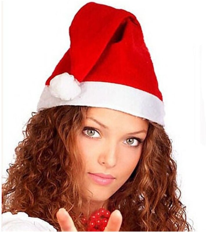 Trade Shop - Hut Weihnachtsmannmütze in roter Samtfarbe -