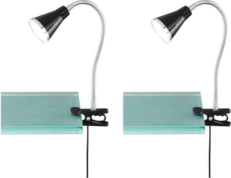 Led Klemmleuchten 2er set 1 flammige Kunststoff Schwanenhalslampe in Schwarz