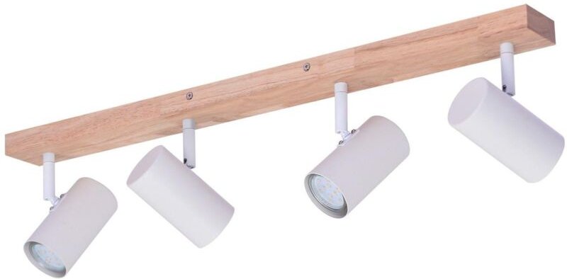 Deckenstrahler 4 Flammig Holz Deckenlampe - Weiß Deckenspots GU10 Flurlampe Schwenkbar 350°Vintage Deckenleuchte Flur fü...