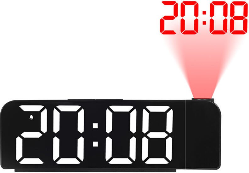 Projektorwecker, Deckenprojektionswecker, weißer Projektorwecker mit USB-Ladefunktion, Morgenwecker für Tiefschläfer/Kin...