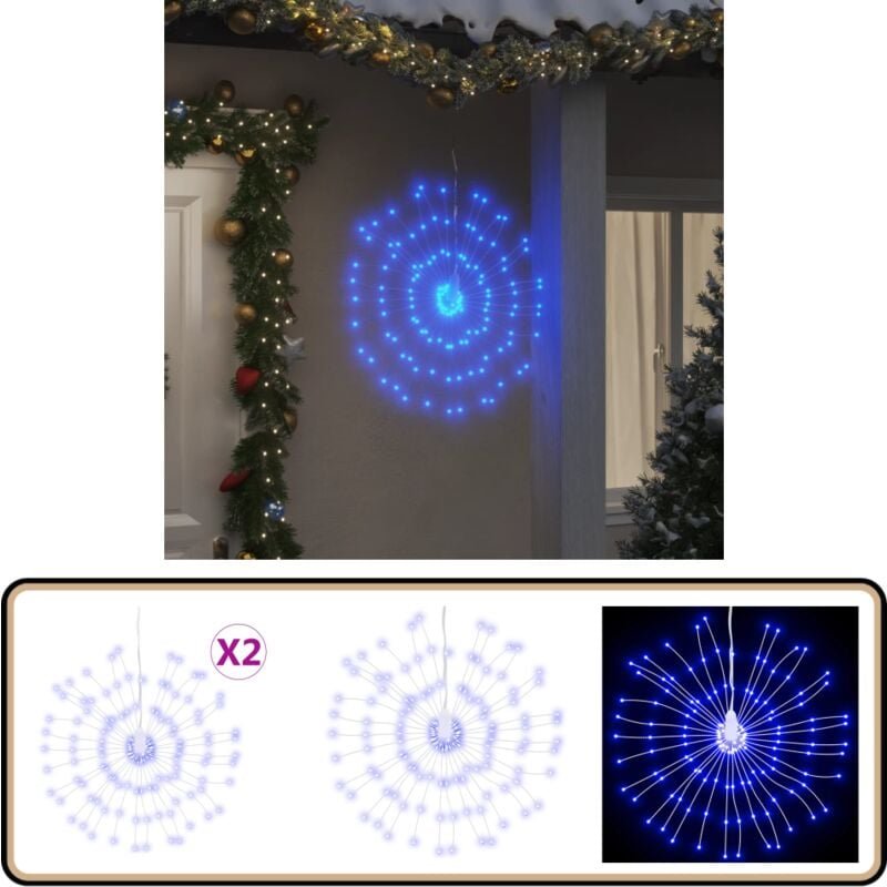 Weihnachtsbeleuchtungen Feuerwerk 2 Stk. 140 LEDs Blau 17 cm - Weihnachtsschmuck - LED-Lichterketten - Weihnachtsdekorat...