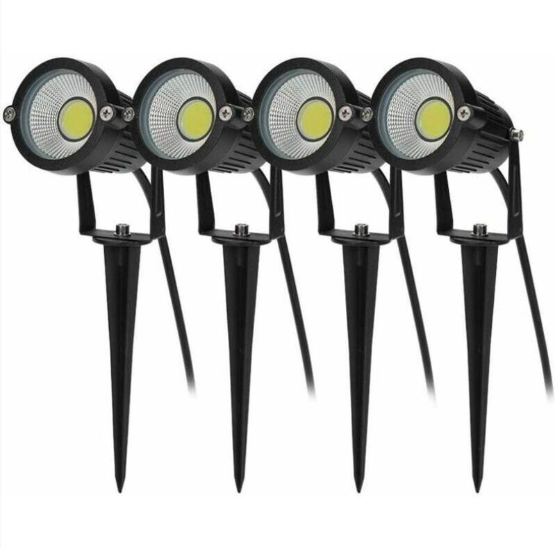 4er-Set COB-LED-Gartenstrahler mit Erdspieß, 5 W, 220 V, IP65 wasserdicht, verstellbar