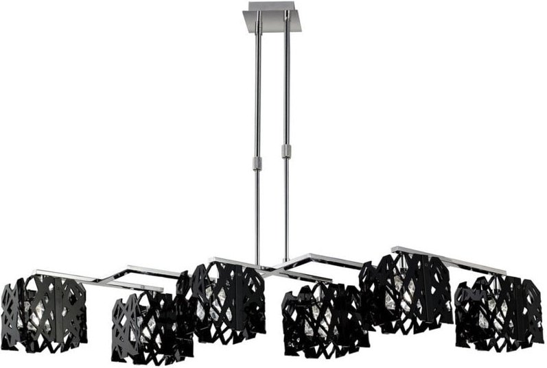 Rechteckige, teleskopische 6-flammige G9-Reihe, glänzend schwarz/poliertes Chrom