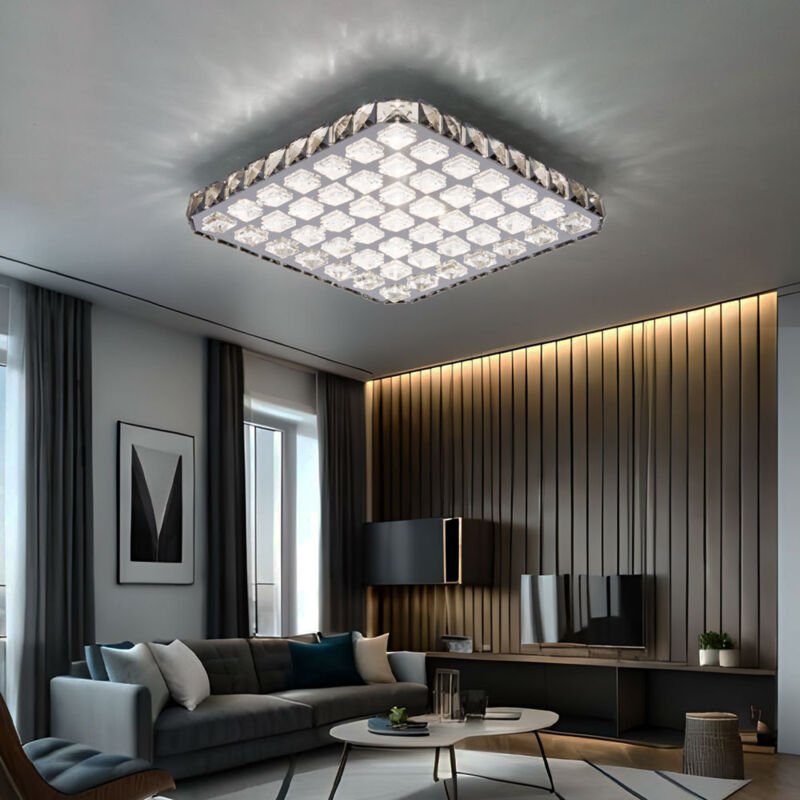 Globo Lighting - led Deckenlampe Wohnzimmerleuchte Deckenleuchte mit Kristallen, Metall, 30W 1960lm warmweiß, LxBxH 39x3...