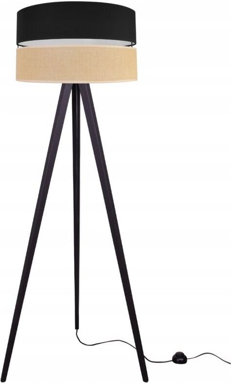 Stehlampe Dreibein Holz Lampenschirm 45cm schwarz