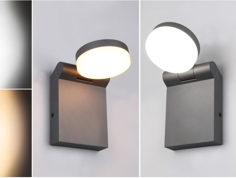 Meinewunschleuchte - 2er Set led Außenwandleuchten Höhe 19cm Leuchtenkopf einstellbar, Schwarz