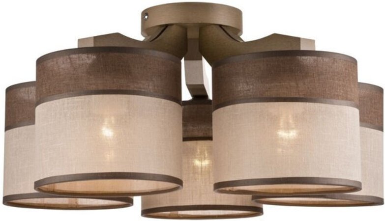 Lamkur Lighting - Lamkur Andrea Halbbündige Deckenleuchte mit mehreren Armen, Stoffschirme, Sonoma, 5x E27