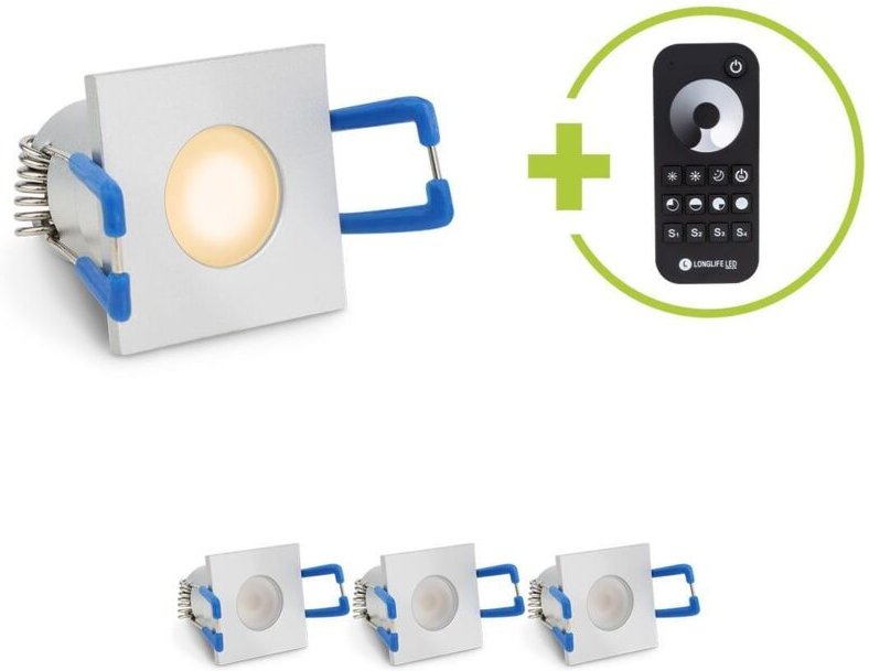 Einbaustrahler Mini Livorno eckig 3W 2700K IP65 - Farbe: silber - Anzahl: 4x