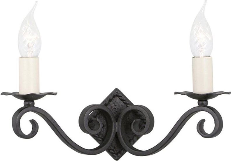 Wandleuchte Lampe Klassisch Eisen Schwarz b 33 cm Flurleuchte 2 Flammig