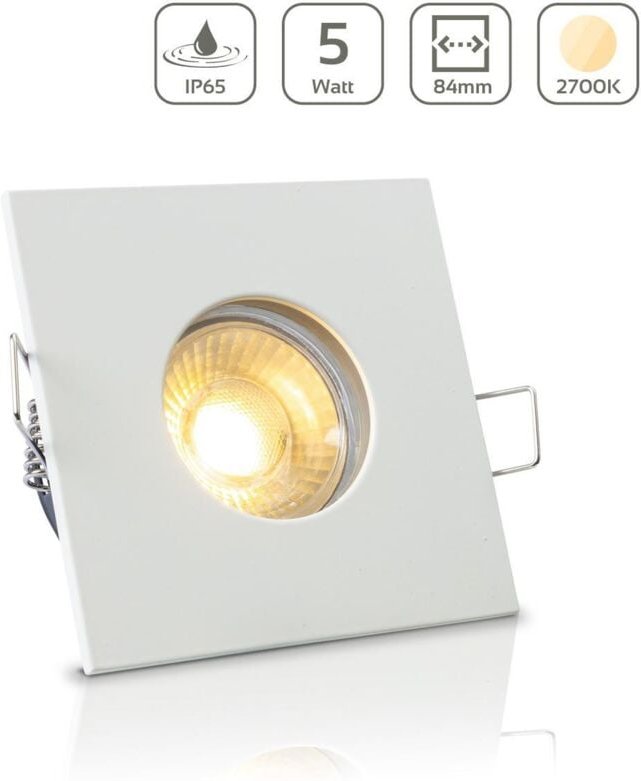 Thumbnail - Einbauspot IP65 eckig - Farbe: Weiß - LED Leuchtmittel: GU10 5W warmweiß